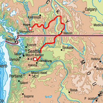 map route Canada and USA