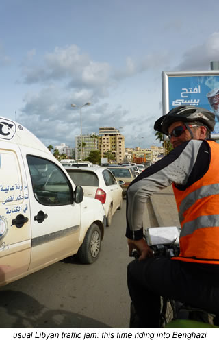 traffic jam in Benghazi, Libya